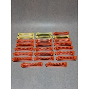 Vintage Toni Perm Rods 23pc Swing Arm Latch Orange Yellow Hair Curlers USA